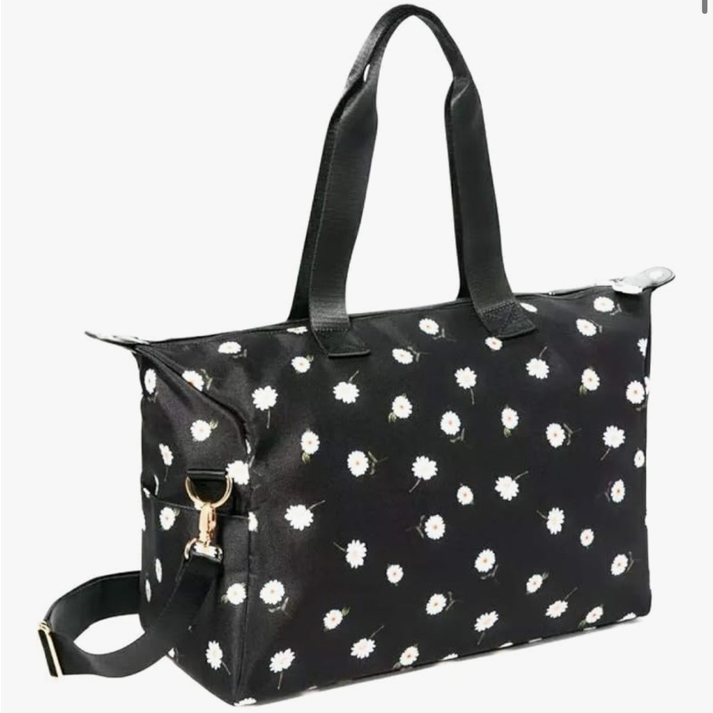 Alice + Olivia Black Daisy Duffle Tote Bag